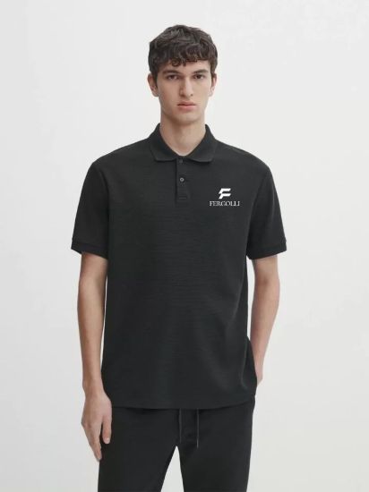 Yakası Düğmeli Yakalı Pike Baskılı T-Shirt - Beyaz resmi