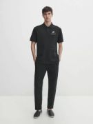 Yakası Düğmeli Yakalı Pike Baskılı T-Shirt - Beyaz resmi
