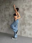 Palazzo Jeans Pantalon - Mavi resmi