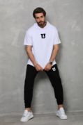 Unisex Kapşonlu Oversize T-Shirt Takım - Beyaz resmi