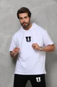 Unisex Kapşonlu Oversize T-Shirt Takım - Beyaz resmi