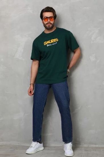 Unisex Basic Bisiklet Yaka Oversize T-Shirt - Yeşil resmi