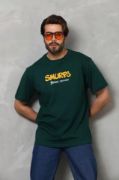 Unisex Basic Bisiklet Yaka Oversize T-Shirt - Yeşil resmi