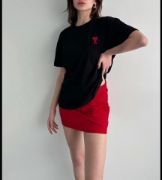 Unisex Bisiklet Yaka Baskılı Oversize T-Shirt - Siyah resmi