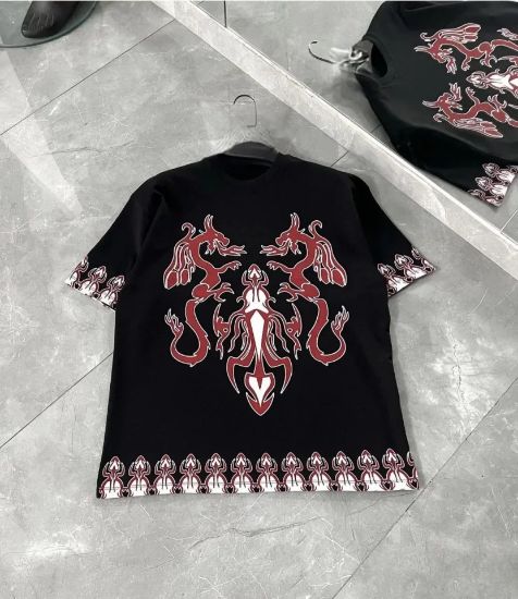 Unisex Bisiklet Yaka Baskılı Oversize T-Shirt - Siyah resmi
