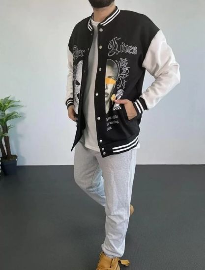 Erkek Oversize Kolej Ceket - Siyah resmi