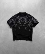 Unisex Bisiklet Yaka Baskılı Oversize T-Shirt - Siyah resmi