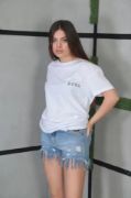 Unisex Bisiklet Yaka Baskılı Oversize T-Shirt- Beyaz resmi
