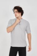 Unisex Waffle Kumaş Rahat Kol T-Shirt - Boyalı Gri resmi