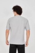 Unisex Waffle Kumaş Rahat Kol T-Shirt - Boyalı Gri resmi