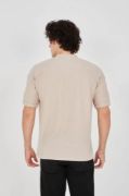 Unisex Waffle Kumaş Rahat Kol T-Shirt - Bej resmi