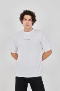 Unisex Jakar Kumaş Rahat Kol T-Shirt - Beyaz resmi