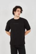 Unisex Jakar Kumaş Rahat Kol T-Shirt - Siyah resmi