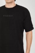 Unisex Jakar Kumaş Rahat Kol T-Shirt - Siyah resmi