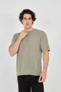 Unisex Jakar Kumaş Rahat Kol T-Shirt - Açık Yeşil resmi