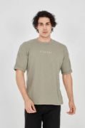 Unisex Jakar Kumaş Rahat Kol T-Shirt - Açık Yeşil resmi
