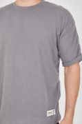 Unisex Jakar Kumaş Rahat Kol T-Shirt - Gri resmi