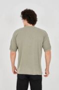 Unisex Jakar Kumaş Rahat Kol T-Shirt - Açık Yeşil resmi