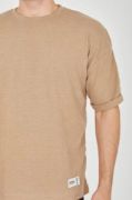 Unisex Jakar Kumaş Rahat Kol T-Shirt - Kahverengi resmi