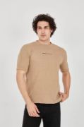 Unisex Jakar Kumaş Slim Fit T-Shirt - Kahverengi resmi