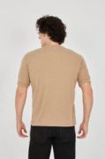 Unisex Jakar Kumaş Slim Fit T-Shirt - Kahverengi resmi