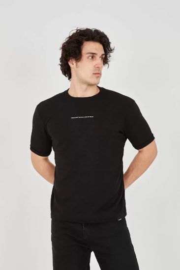 Unisex Jakar Kumaş Slim Fit T-Shirt - Siyah resmi