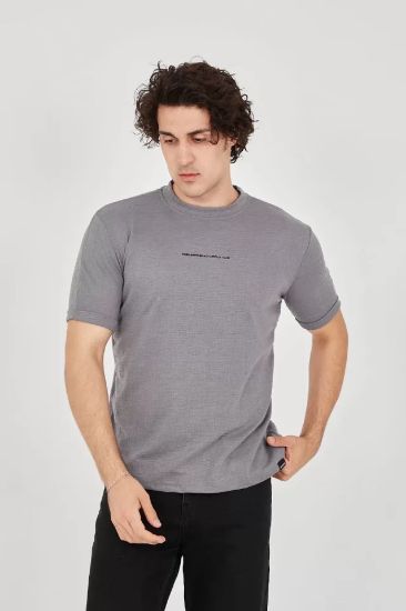 Unisex Jakar Kumaş Slim Fit T-Shirt - Boyalı Gri resmi