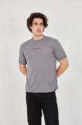 Unisex Jakar Kumaş Slim Fit T-Shirt - Boyalı Gri resmi