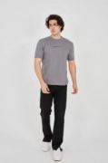 Unisex Jakar Kumaş Slim Fit T-Shirt - Boyalı Gri resmi