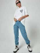 Bisiklet Yaka Baskılı Oversize T-Shirt - Beyaz resmi