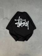 Unisex Bisiklet Yaka Baskılı Oversize T-Shirt - Siyah resmi