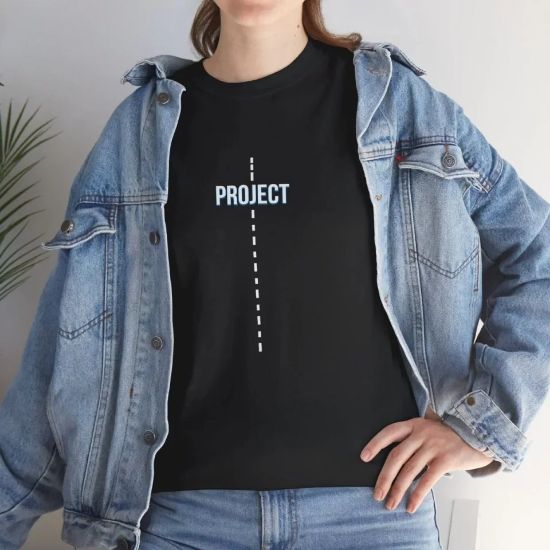 Unisex Bisiklet Yaka Baskılı T-Shirt - Siyah resmi