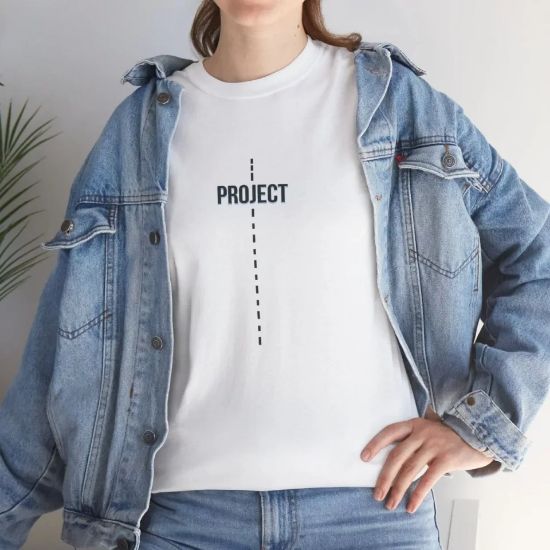Unisex Bisiklet Yaka Baskılı T-Shirt - Beyaz resmi