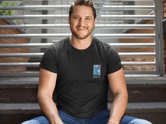 Erkek Bisiklet Yaka Baskılı Oversize T-Shirt - Siyah resmi