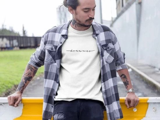 Erkek Bisiklet Yaka Baskılı Oversize T-Shirt - Beyaz resmi