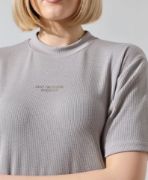 Unisex Bisiklet Yaka Baskılı Slim Fit T-Shirt - Boyalı Gri resmi