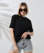 Unisex Bisiklet Yaka Slim Fit T-Shirt - Siyah resmi