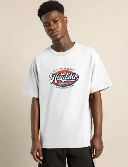 Unisex Baskılı Oversize T-Shirt - Beyaz resmi
