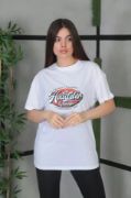 Unisex Baskılı Oversize T-Shirt - Beyaz resmi