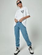 Unisex Baskılı Oversize T-Shirt - Beyaz resmi