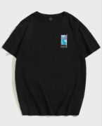 Unisex Baskılı Oversize T-Shirt - Siyah resmi