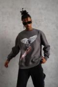 Erkek Güvercin Baskılı Sweatshirt - Gri resmi