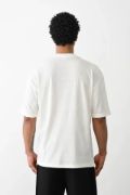 Unisex Baskılı Oversize T-Shirt - Beyaz resmi