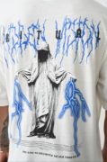 Unisex Baskılı Oversize T-Shirt - Beyaz resmi