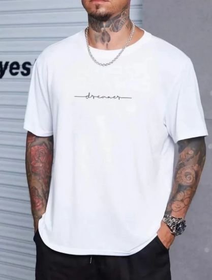 Unisex Baskılı Oversize T-Shirt - Beyaz resmi