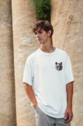 Unisex Baskılı Oversize T-Shirt - Beyaz resmi