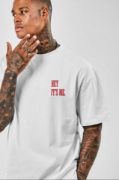 Unisex Baskılı Oversize T-Shirt - Beyaz resmi