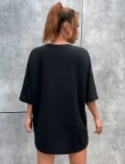 Unisex Baskılı Oversize T-Shirt - Siyah resmi