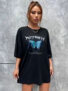 Unisex Baskılı Oversize T-Shirt - Siyah resmi