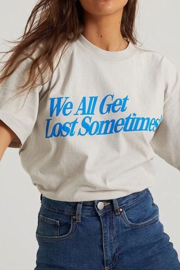 Unisex Baskılı Oversize T-Shirt - Beyaz resmi